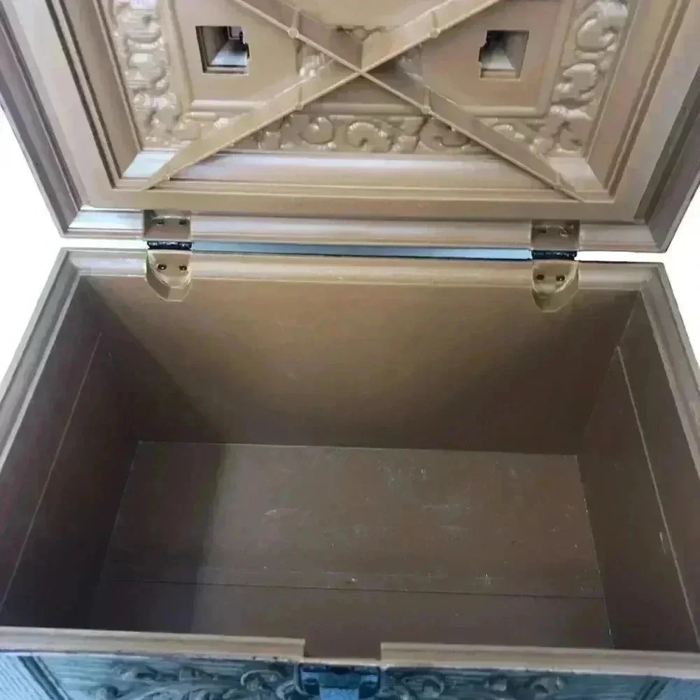 Vintage 1970s Max Klein Sewing Box – Faux Wood Plastic Storage Chest USA Made